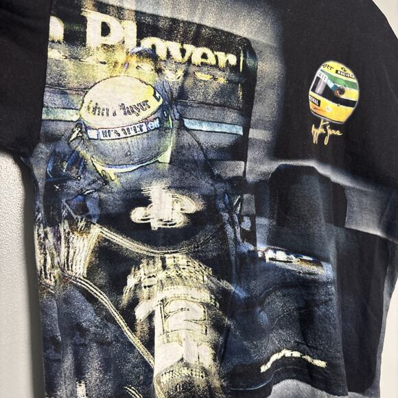Vintage 90’s Ayrton Senna McLaren Honda F1 Racing Shirt Black Large Formula One